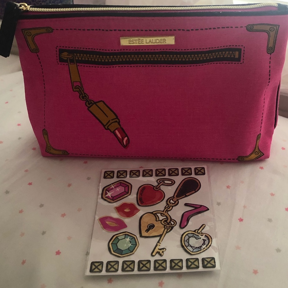 Estée Lauder Makeup Cosmetic Pouch + Stickers